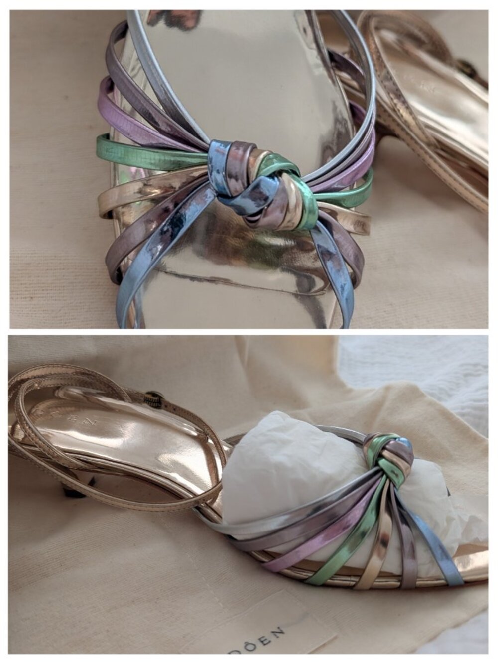 Sz 36.5 Doen Hepburn Heel in Disco Metallic - Picture 3 of 6